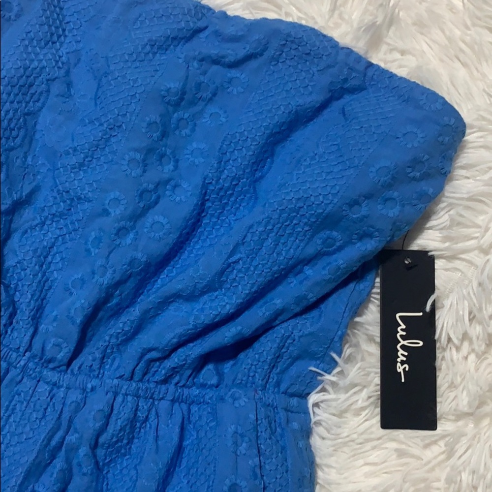 NWT Blue Embroidered Strapless Jumpsuit - Picture 3 of 5